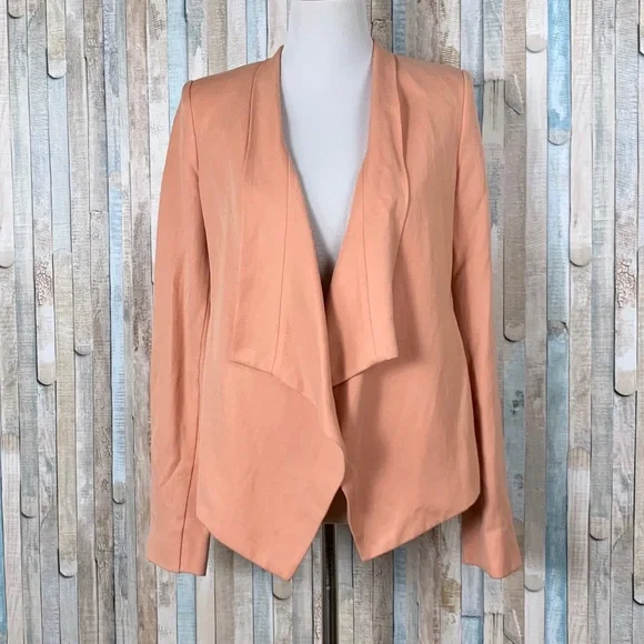 BCBG XS Abree Draped Open Front Jacket Blazer Pink - Picture 3 of 8